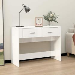 vidaXL Măsuță consolă, alb extralucios, 100x39x75 cm, lemn compozit (816778) Masa de cafea