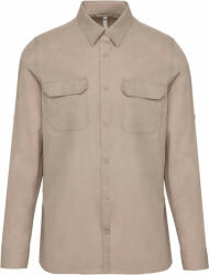 Kariban Férfi ing Kariban KA590 Men'S Long-Sleeved Safari Shirt -3XL, Beige