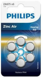 Philips ZA675B6A/00 akkumulátor hallókészhez cink-levegő 1.4v 6-bliszter (ZA675B6A/00)
