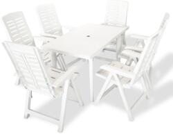 vidaXL Set mobilier 7 piese, alb, plastic 275075