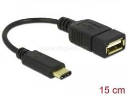 Delock 15cm USB Type-C 2.0 apa - USB 2.0 A típusú anya fekete adatkábel (DL65579) (DL65579)