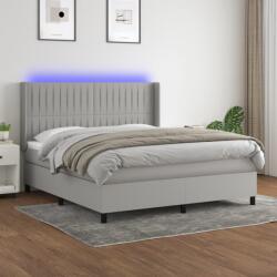 vidaXL világosszürke szövet rugós és LED-es ágy matraccal 160x200 cm (3138493) - vidaxl