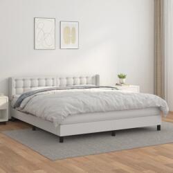 vidaXL fehér műbőr rugós ágy matraccal 180 x 200 cm (3130794) - vidaxl