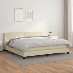 vidaXL krémszínű műbőr rugós ágy matraccal 200 x 200 cm (3141085) - vidaxl