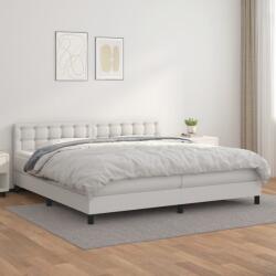 vidaXL fehér műbőr rugós ágy matraccal 200 x 200 cm (3141144) - vidaxl