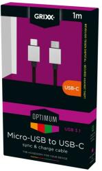 Grixx OPTIMUM USB C - MICRO USB - Cablu de date și încărcare de mare viteză Nylon 1 m (GROCACMUSBFBK01)