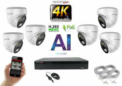Monitorrs Security - 4K AI IP kamerarendszer 6 kamerával 8 Mpix WD - 6376K6