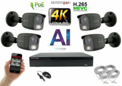 Monitorrs Security - 4K AI IP kamerarendszer 4 kamerával 8 Mpix GT - 6379K4