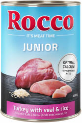 Rocco Rocco Pachet economic Junior 24 x 400 g - mixt: Pasăre cu inimi de pui + Curcan inimă vițel