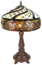 Clayre & Eef Veioza cu baza din polirasina maro si abajur din sticla Tiffany 38x57 cm (5LL-6136)
