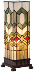 Clayre & Eef Veioza cu baza din polirasina maro si abajur din sticla Tiffany I 12 cm x 12 cm x 35 h (5LL-3085)