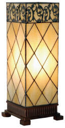 Clayre & Eef Veioza cu baza din polirasina maro si abajur din sticla bej Tiffany 18x18x45 cm (5LL-1139)