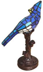 Clayre & Eef Veioza cu baza din polirasina maro si abajur din sticla Tiffany 15x12x33 cm (5LL-6102BL)