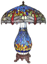 Clayre & Eef Veioza cu baza din polirasina maro si abajur din sticla Tiffany 46x63 cm (5LL-6186)