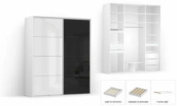 BRW Гардероб FLEX 200 / 66 / 240 см бял гланц / черен гланц с огледало (14/200-66-240/white/black/flex/brw)