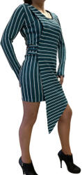 Noxim Fashion NXM-193 aszimmetrikus miniruha csíkos zöld (NXM-193-ZOLD-SM)