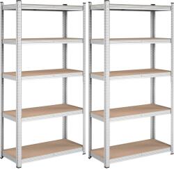 SONGMICS Fém tároló polc 2 db-os szett, 5 szintes salgó polc 90x180x40 cm, ezüst (GLR040E02) - vasbutor