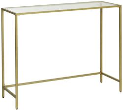 VASAGLE Üveg konzolasztal 100x80x35 cm, asztal állítható lábakkal, arany