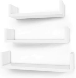 SONGMICS Fali polc 3 db-os szett, 30/35/40 cm, magasfényű fehér (LWS40WT)