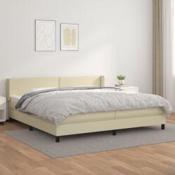 vidaXL krémszínű műbőr rugós ágy matraccal 200 x 200 cm (3130741)