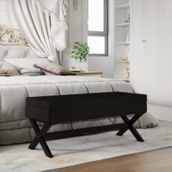 vidaXL Taburet de depozitare, negru, 110x45x49 cm, catifea (344528)