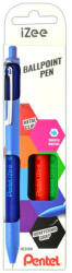 Pentel Golyóstoll nyomógombos 0, 35mm PENTEL iZee 4db-os kék, piros, fekete, zöld (BX467-4) - cartridge