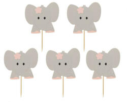 Godan Pink Elephant, Elefánt díszítő pálca, topper 10 db-os (MLG153668)