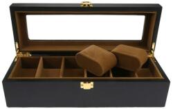 Pufo Cutie caseta din lemn pentru depozitare si organizare 6 ceasuri, model Pufo Imperial, negru mat