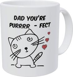 Cana alba din ceramica, cu mesaj, pentru iubitorii de pisici, Dad you are puuurfect, 330 ml (NBNCJ65)
