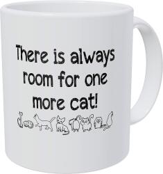 Cana alba din ceramica, cu mesaj, pentru iubitorii de pisici, There is one more room for cat, 330 ml (NBNCJ64)