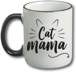  Cana alba din ceramica, cu toarta neagra, cu mesaj, pentru iubitorii de pisici, Cat Mamma, model 8, 330 ml (NBNCJ66)