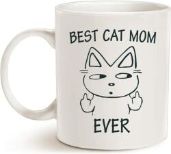  Cana alba din ceramica cu mesaj, pentru iubitorii de pisici, Best Cat Mom, model 10, 330 ml (NBNCJ74)