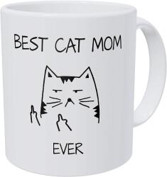  Cana alba din ceramica cu mesaj, pentru iubitorii de pisici, Best Cat Mom, model 9, 330 ml (NBNCJ73)