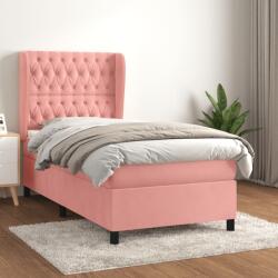 vidaXL rózsaszín bársony rugós ágy matraccal 80 x 200 cm (3129362) - vidaxl