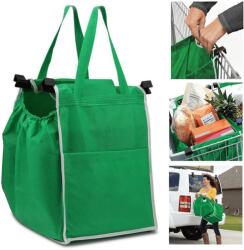 Verk Group Bevásárlókocsira rögzíthető szövet táska 2 db, 35cm x 25cm x 38cm, zöld