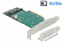 Delock PCI Express x8 kártya - 2 x belső NVMe M. 2 Key M - elágazás - alacsony profilú formatényező (89045) - dstore