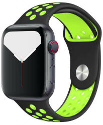 SmartWatcherz Szilikon Sport Apple Watch Szíj Fekete-Neonzöld, M/L, 42, 44, 45, 49mm (10399-11311)