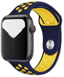 SmartWatcherz Szilikon Sport Apple Watch Szíj Midnight Blue-Sárga, S/M, 38, 40, 41mm (10399-12105)