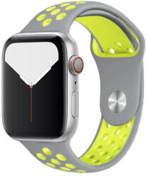 SmartWatcherz Szilikon Sport Apple Watch Szíj Ezüst-Sárga, M/L, 42, 44, 45, 49mm (10399-10420)