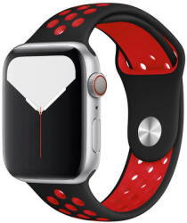SmartWatcherz Szilikon Sport Apple Watch Szíj Fekete-Piros, M/L, 42, 44, 45, 49mm (10399-63207)