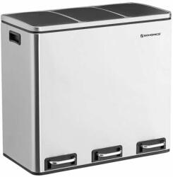 SONGMICS Szelektív szemetes 54 liter, hulladékleválasztó rendszer 3 rekeszes, ezüst (LTB54NL)