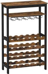 SONGMICS Bortartó állvány, 24 borosüvegnek, álló üvegtartóval, rusztikus barna 66x30x100cm (KWR028B01)