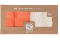 Square Nature Set 4 Prosoape Baie 30x50 Cm - Coral Mix (sn-4batht30-crl) Prosop