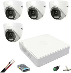 Hikvision Sistem de supraveghere Hikvision 4 camere interior 5MP ColorVU, lumina alba 20m, DVR 4 canale TurboHD, accesorii (36017-)