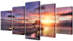 vidaXL Set tablouri de pânză imprimeu plajă cu pavilion, 200 x 100 cm (241567)