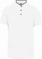 Kariban Férfi galléros póló Kariban KA223 Men'S Short Sleeve polo Shirt With Mandarin Collar -XS, White/Navy