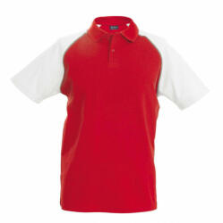 Kariban Férfi galléros póló Kariban KA226 Baseball - Short-Sleeved polo Shirt -L, Red/White