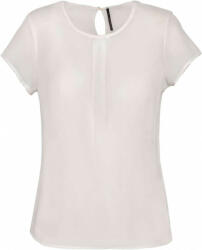 Kariban Női Kariban KA5002 Ladies' Short-Sleeved Crepe Blouse -34, Off White