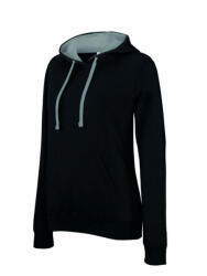Kariban Női kapucnis pulóver Kariban KA465 Ladies’ Contrast Hooded Sweatshirt -XL, Black/Red
