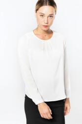 Kariban Női Kariban KA5003 Ladies' Long-Sleeved Crepe Blouse -36, Off White